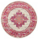 8 Round Ivory and Fuchsia Distressed Area Rug