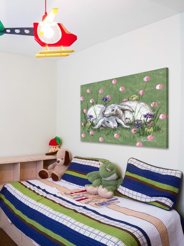 Marmont Hill, "Bunny Love" by Reesa Qualia Painting on Wrapped Canvas, 60x40