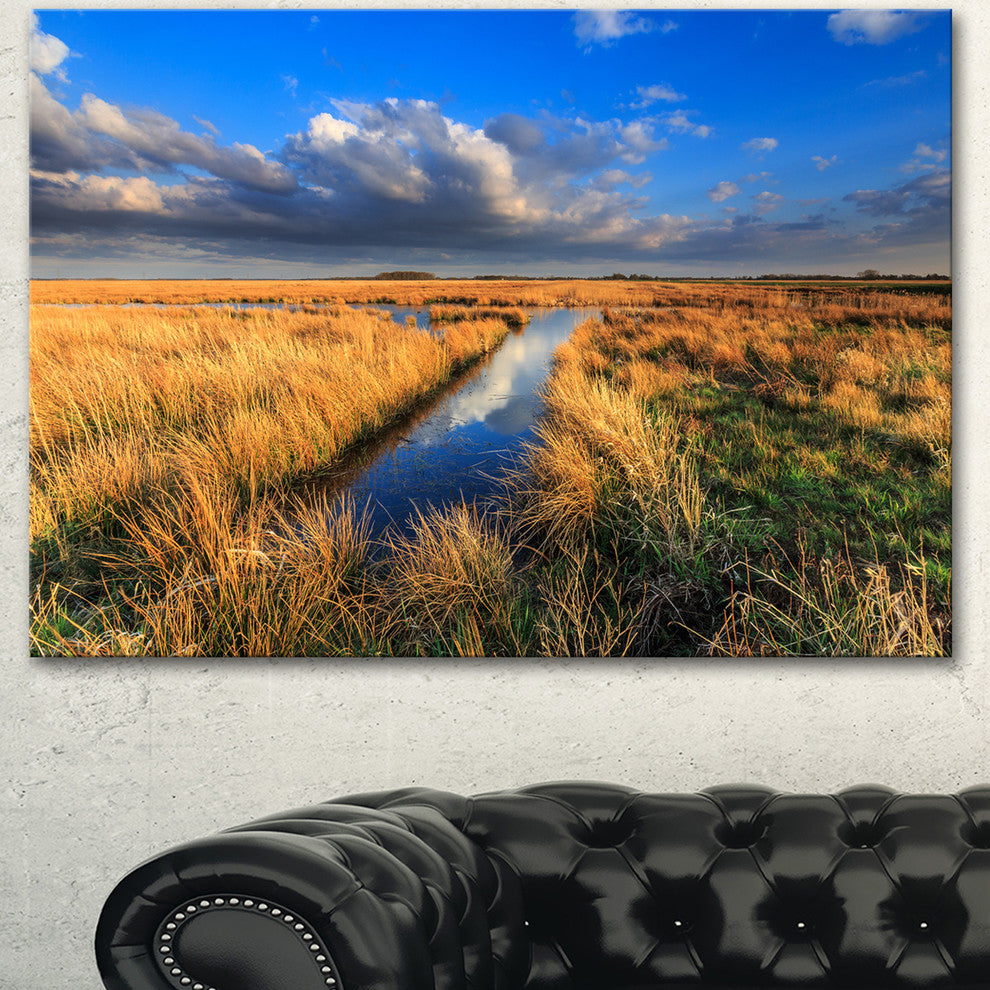 Meadow Land with Beautiful Skyscrapers, Landscape Canvas Art Print, 60"x28"