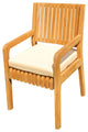 3-Piece Outdoor Patio Teak Dining Set: 18" Giva Side Table, 2 Maldives Arm Chair