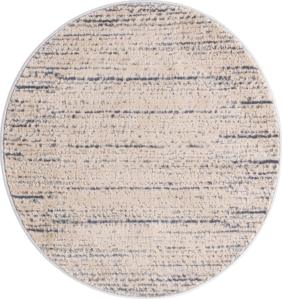 Unique Loom Oasis Calm Area Rug, Cream, 3' 0 X 3' 0 Round