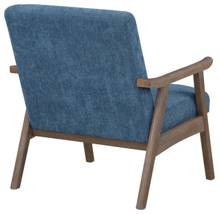 Weldon Armchair, Navy Fabric With Brushed Brown Finished Frame