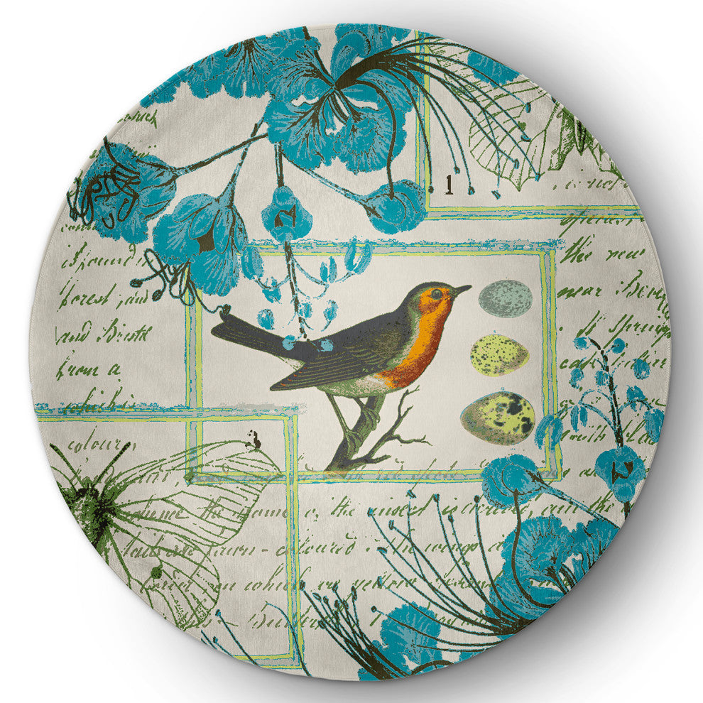 Singing Bird Spring Chenille Rug, Explorer Blue, 5' Round