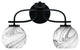 Cavella 2 Light Bath Bar In Matte Black Finish, 5.75" Onyx Swirl Glass