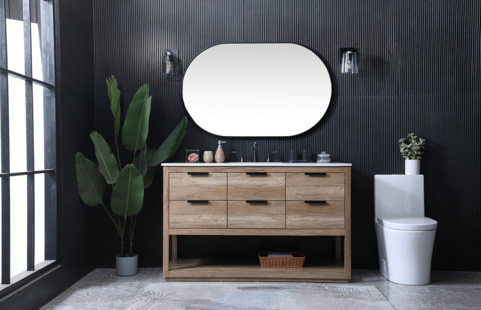 Louie 54" SIngle Bathroom Vanity, Natural Oak