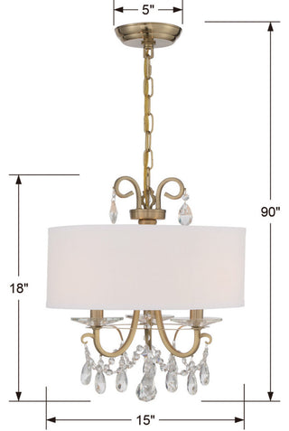 Crystorama 6623-VG-CL-MWP, 3-Light Chandelier, Vibrant Gold