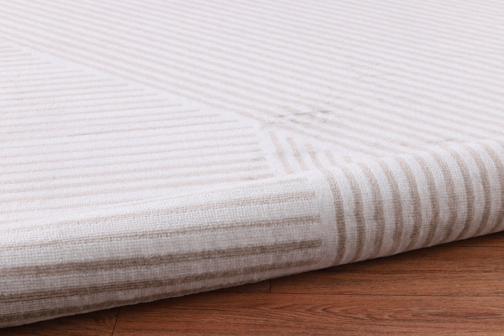 Low-Pile Faron Beige/Ivory Rug, Beige, 5'3"x8'