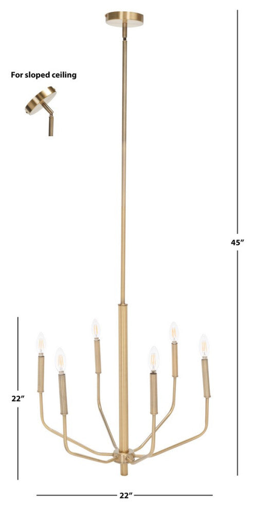 Safavieh Eirene 3Lt 22" Chandelier, Brass