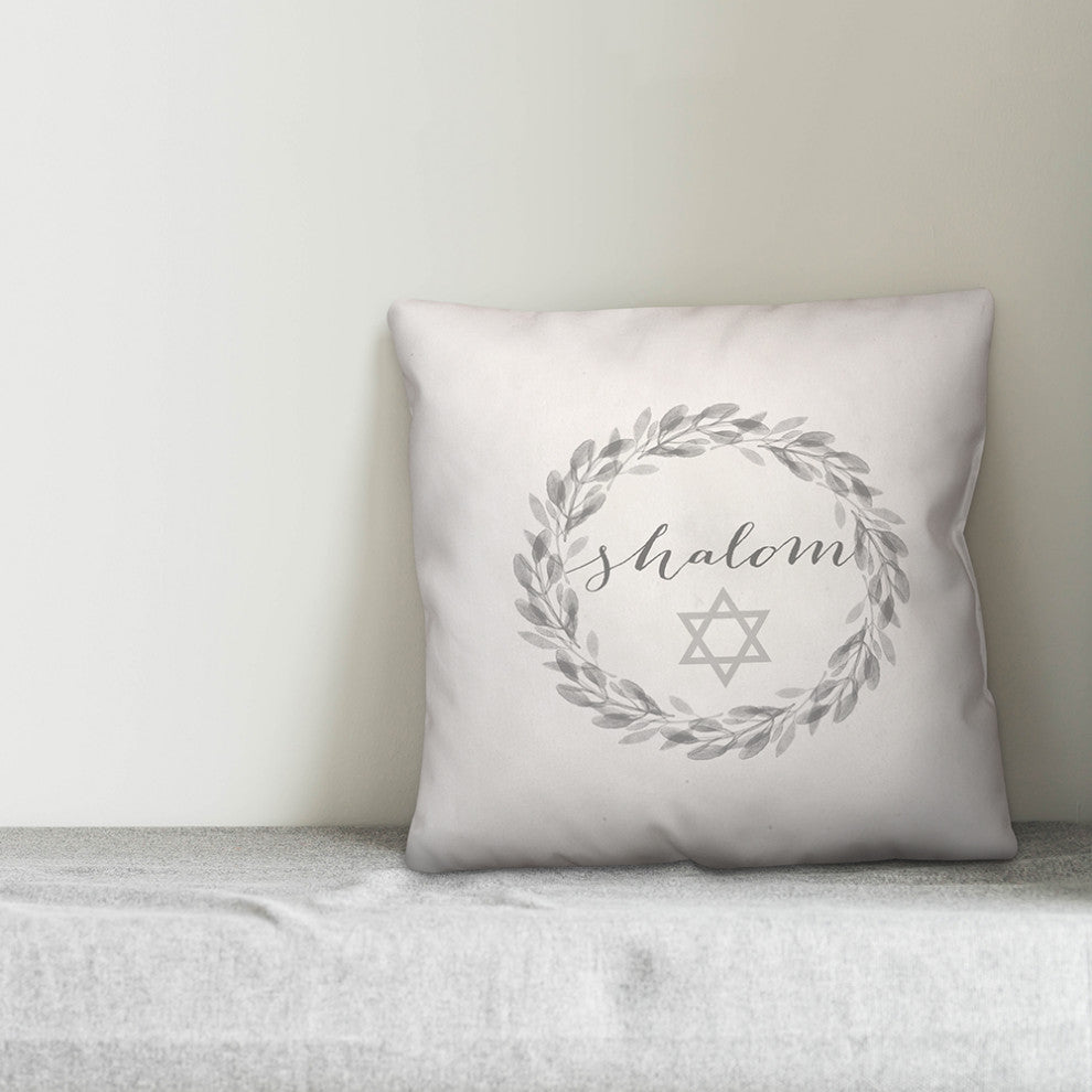 Shalom Wreath 18"x18" Throw Pillow