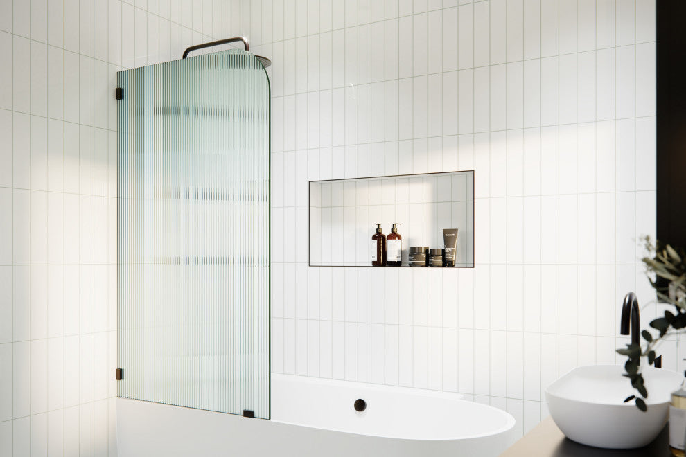 Bathtub Fixed Panel, Fluted Radius, Left Hand, Oil Rubbed Bronze