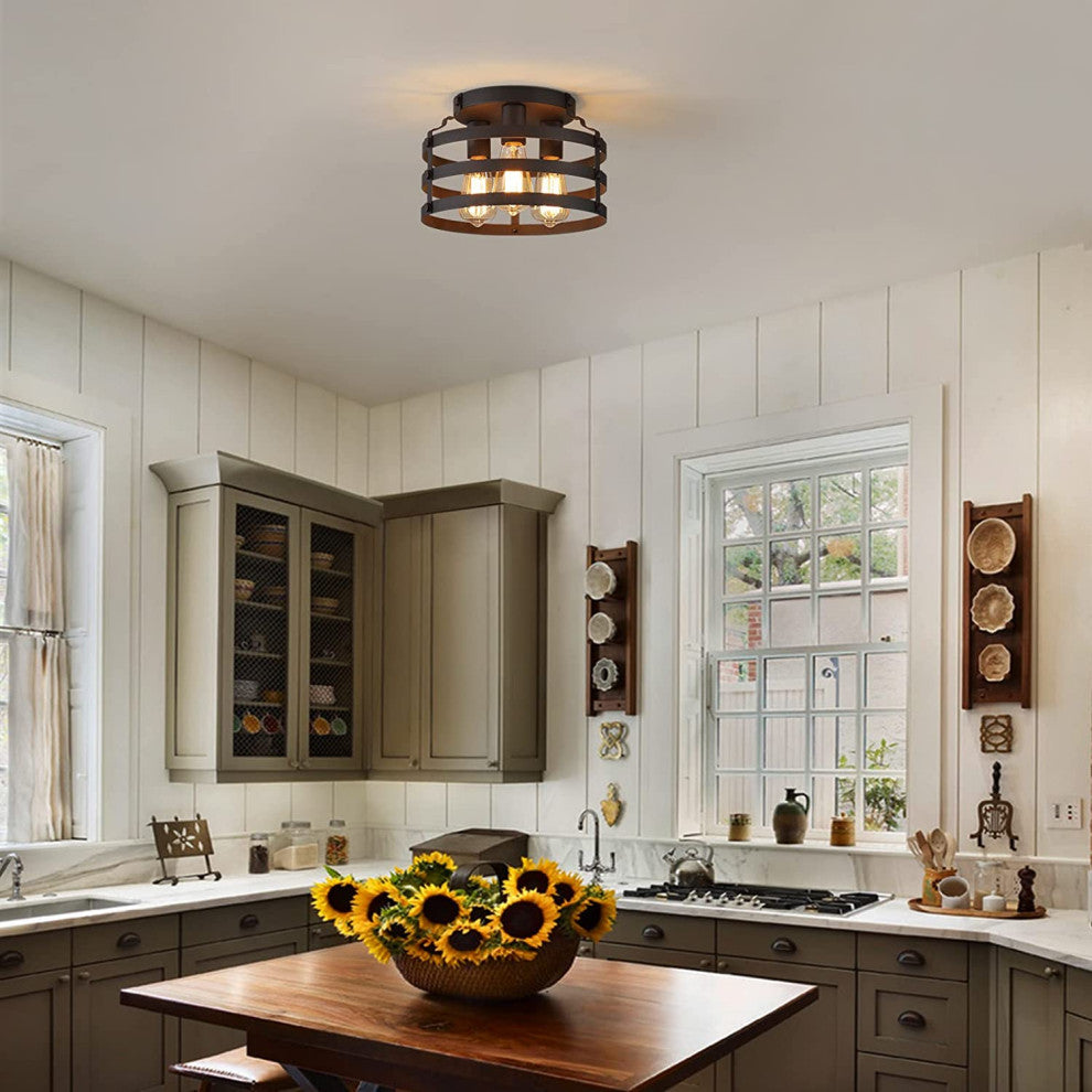 3 Light Farmhouse Ceiling Light Fixtures Farmhouse Black Industrial Ceiling Lamp