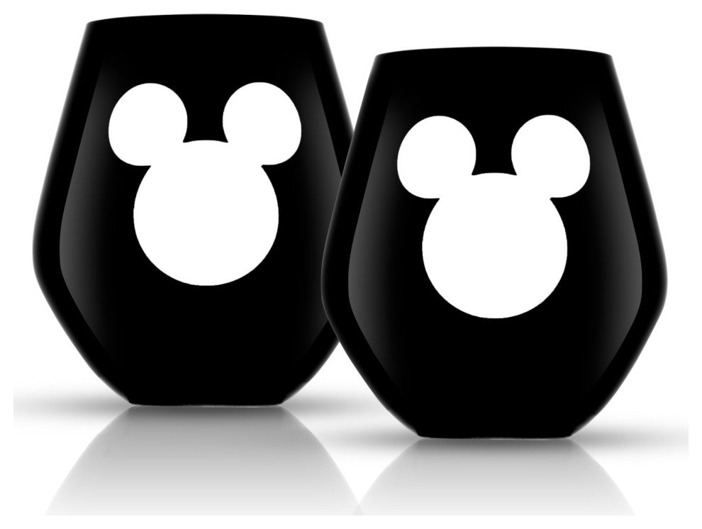 Disney Luxury Mickey Mouse Crystal Stemless Wine Glass 20 oz Set of 2