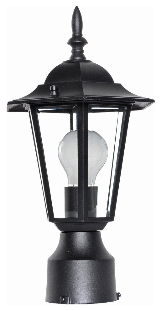 Builder Cast 1-Light Outdoor Post Lantern, Black, Clear