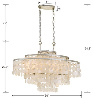 Crystorama Lighting Group BRI-3009 Brielle 6 Light 30"W Linear - Antique Silver