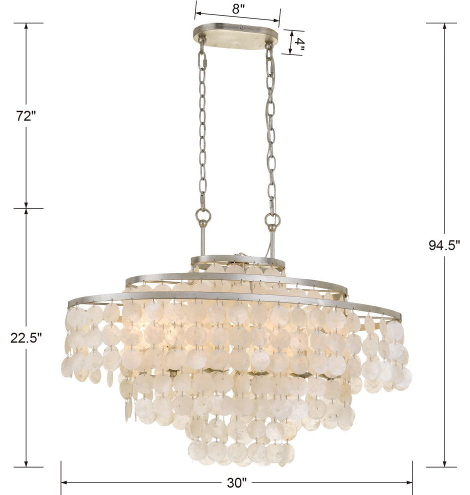 Crystorama Lighting Group BRI-3009 Brielle 6 Light 30"W Linear - Antique Silver