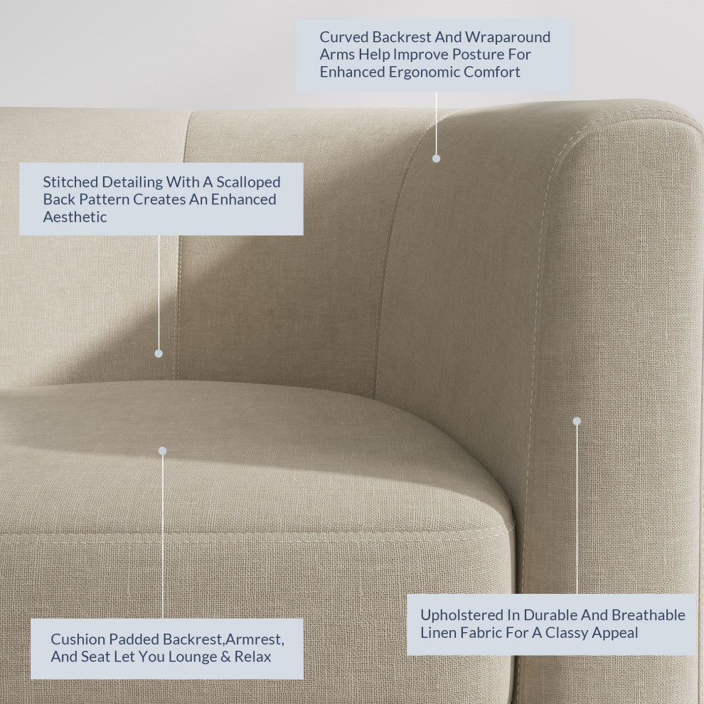 Modern Club Chair Barrel Design, Beige