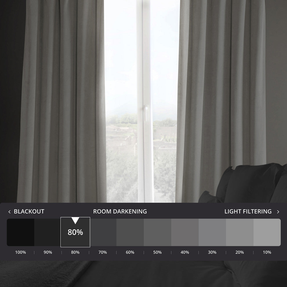 Heritage Plush Velvet Curtain Single Panel, City Gray, 50"x108"