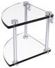 Two Tier Corner Glass Shelf, Satin Chrome