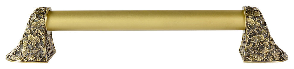 Florid Leaves Appliance Pull, Antique Brass, 12", Plain