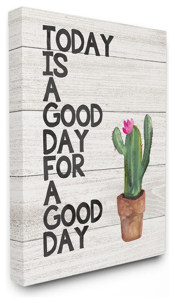 Today Is A Good Day Cactus Succulent Watercolor XXL Canvas Wall Art, 30"x40"