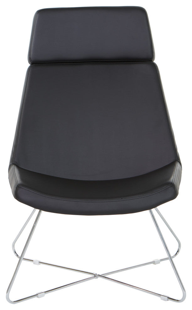 Geena Guest Chair, Dillon Black With Chrome Sled Base