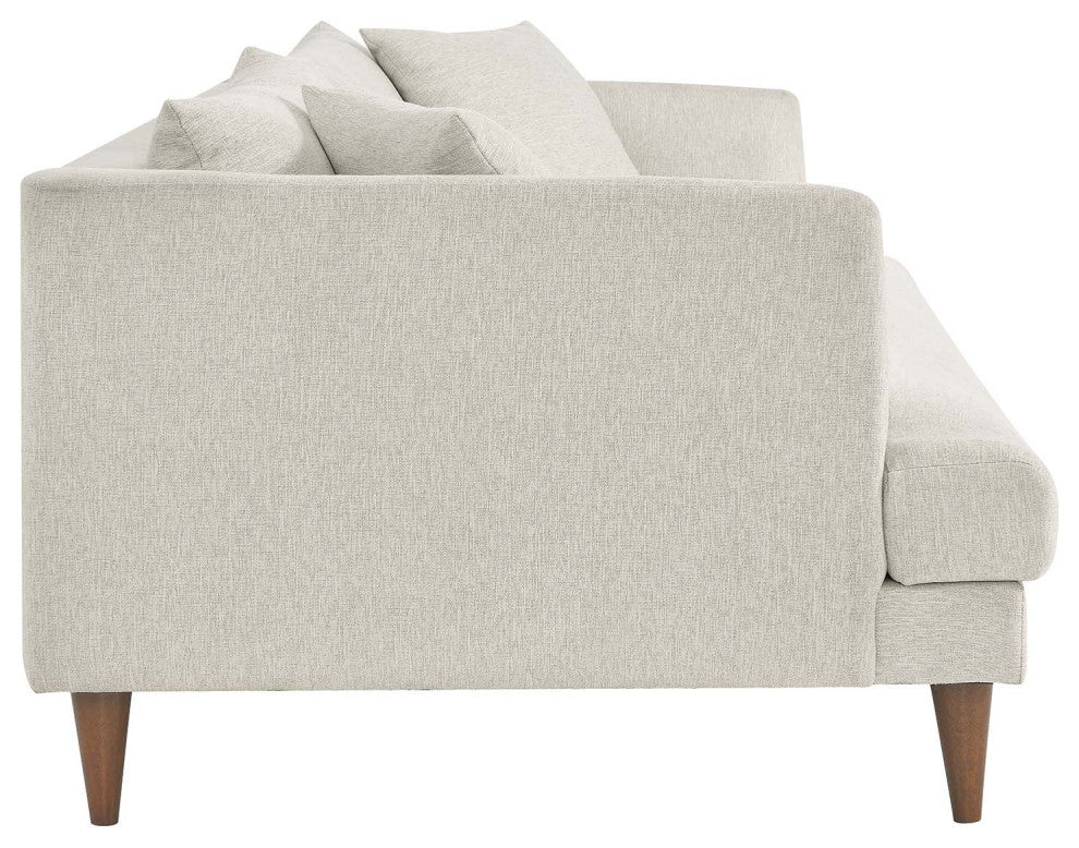 Zoya Down Filled Overstuffed Sofa, Ivory Fabric