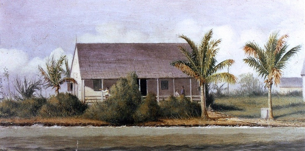 William Aiken Walker Cottage on Beach With Palm Trees Wall Decal
