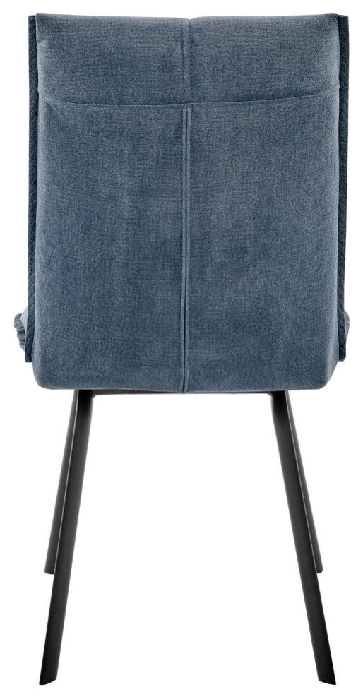 Rylee Dining Room Accent Chair With Black Finish Set of 2, Blue