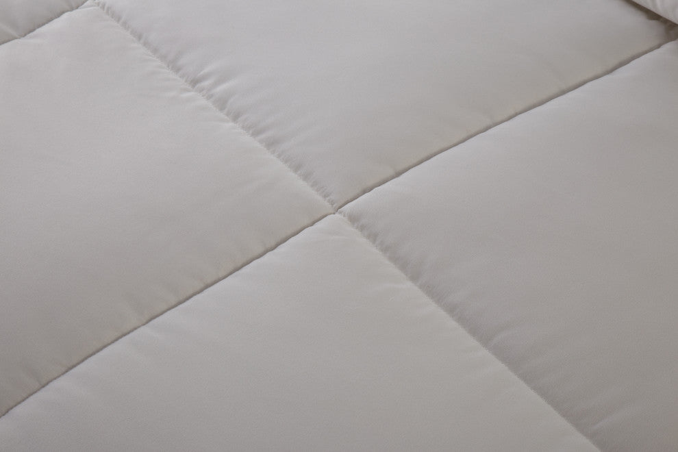 All Season Microfiber Down Alternative Comforter, White, Twin