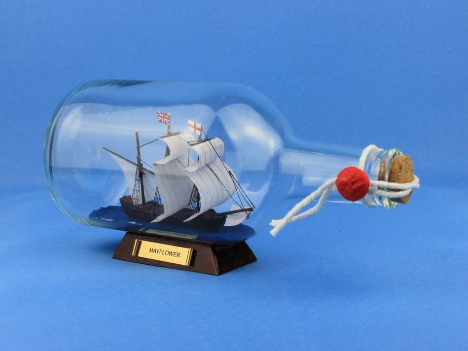 Mayflower Ship in a Bottle Historic Model, 9''