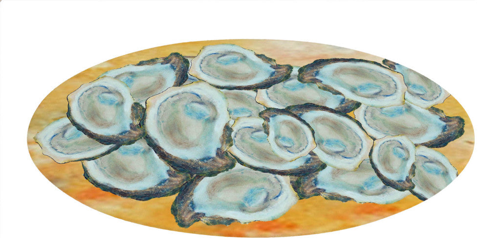 Sea life round chenille area rugs from my art. Approximately 60", Oysters, Round