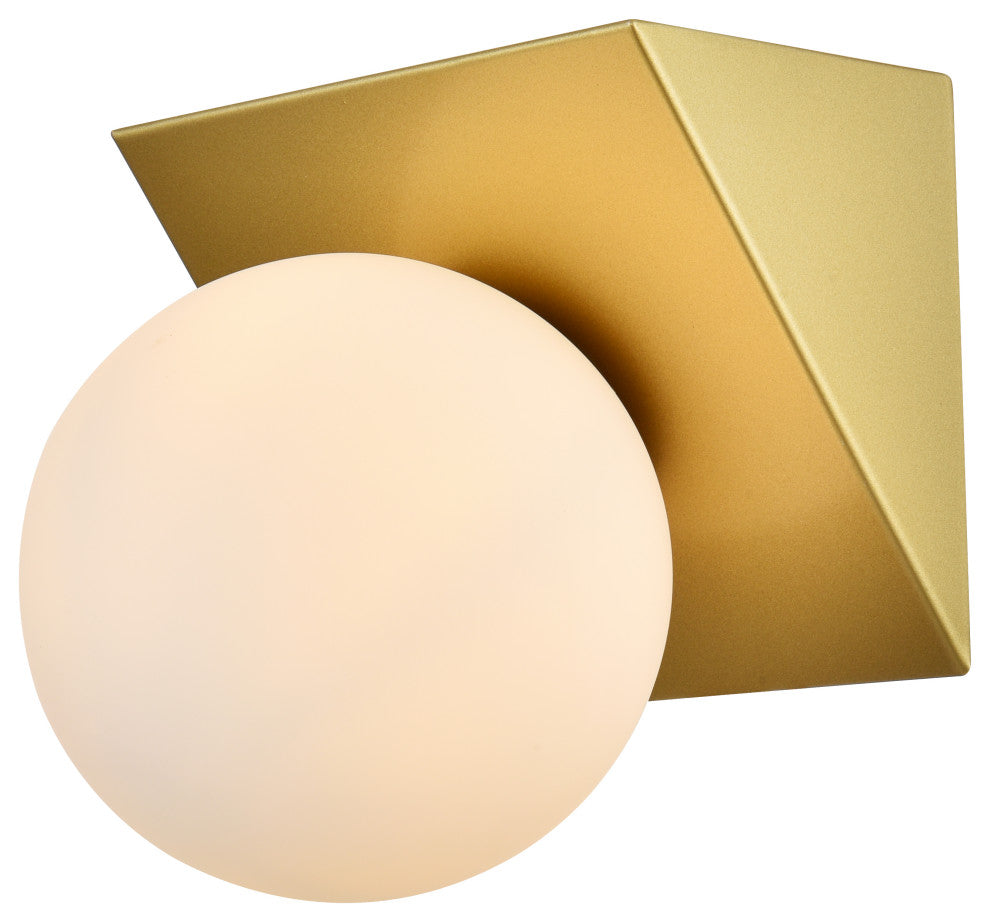 1 Light Brass And Frosted White Bath Sconce