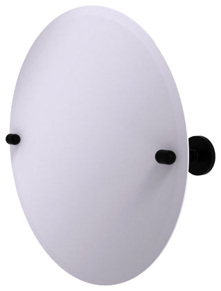 Frameless Round Beveled Edge Tilt Mirror, Matte Black