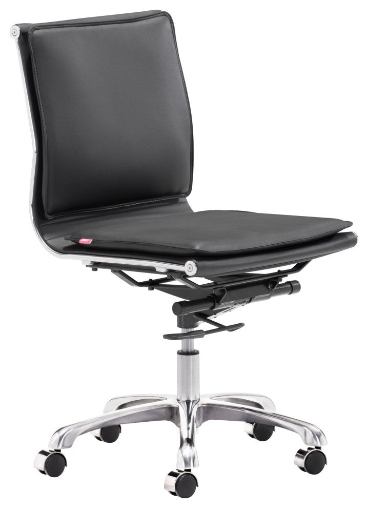 Black Faux Leather Armless Executive Rolling Office Chair