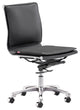 Black Faux Leather Armless Executive Rolling Office Chair