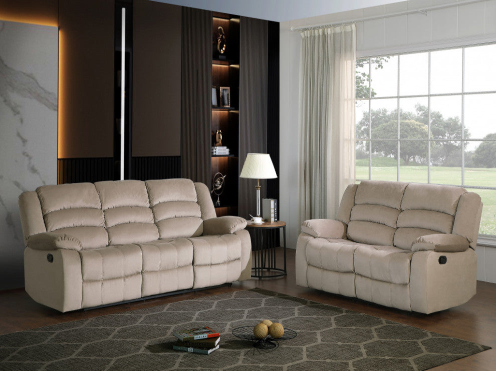 2-Piece Indoor Beige Microsuede Five Person Seating Set
