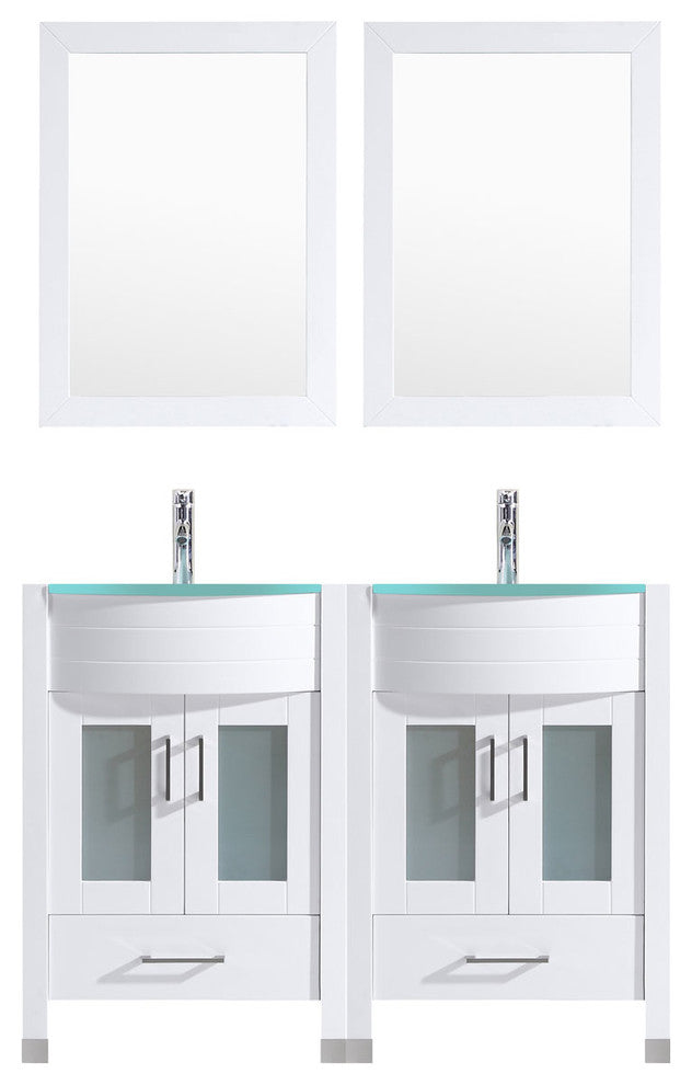 48" White Vanity, 24" Double Sink Bases, LV3-C10-48-W
