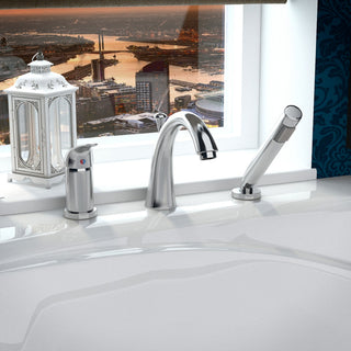 Single Handle Deck-Mount Roman Tub Faucet, Handheld Sprayer, Polished Chrome