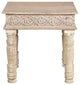 Wiley Carved Edge End Table, White, Mango Wood