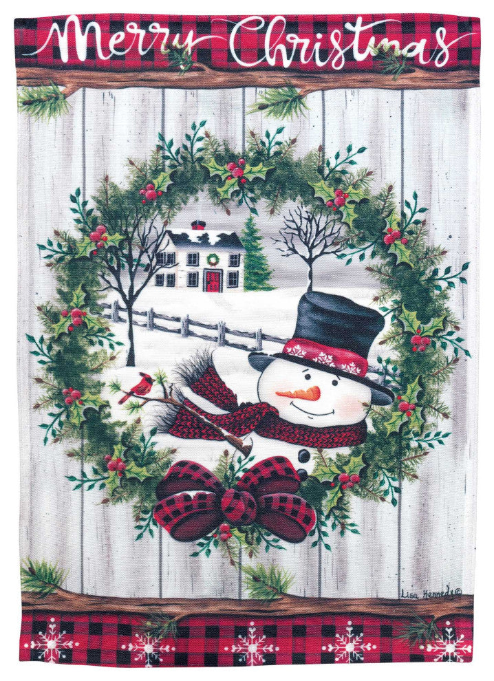 Snowman Merry Christmas Flag, Polyester, Garden