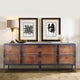 Industrial Black and Brown Iron 4 Door Large Sideboard Cabinet