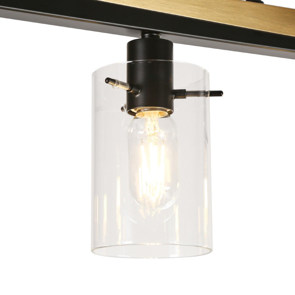 LNC Modern Contemporary 5-Light Black Gold Linear Kitchen Island Light