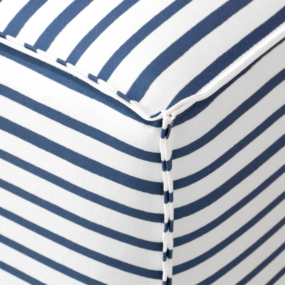 Reynolds French Seam Ottoman, Nautical Stripe Navy