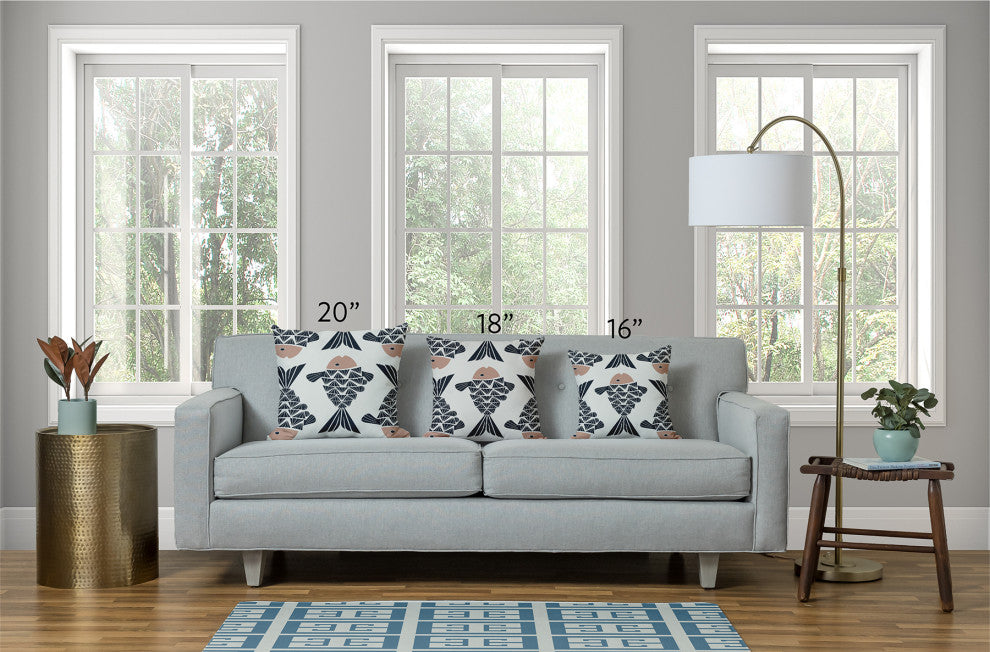14x20" Big Star Nautical Decorative Indoor Pillow, Shark Blue and White