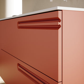 Econic Collection 2 Drawer Vanity, Terracotta, 24" Right Handle, With Enzo Sink Top