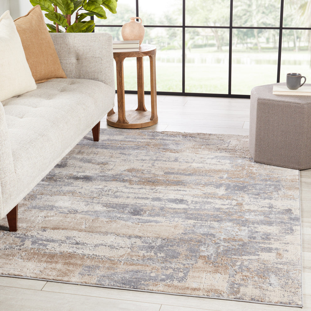 Soltani Abstract Light Tan/ Gray Area Rug 10'X14'
