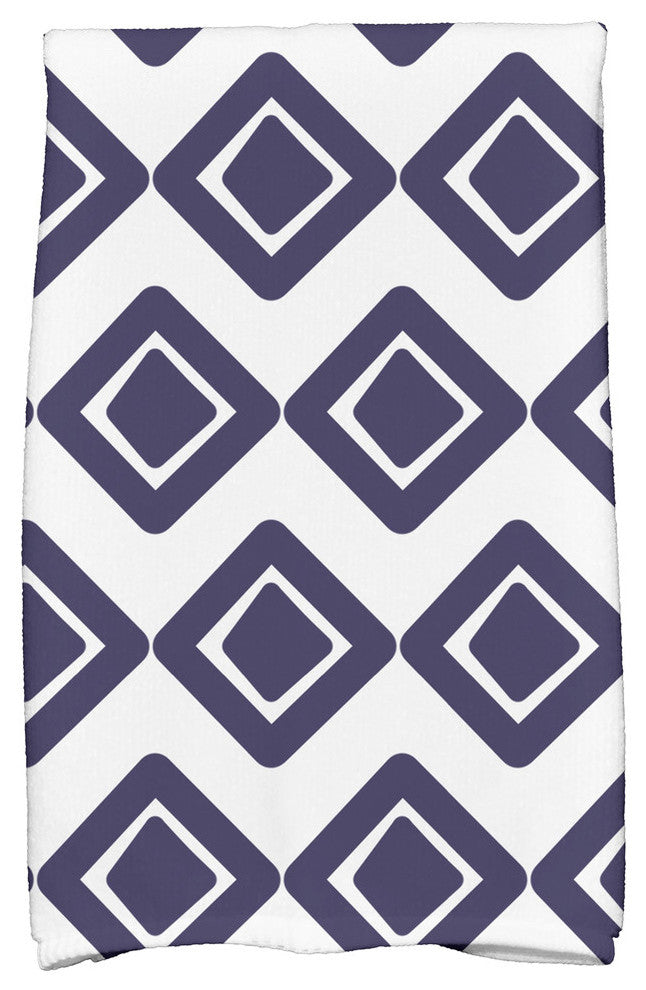 18x30" Diamond Jive 1 Geometric Print Hand Towels, Navy Blue
