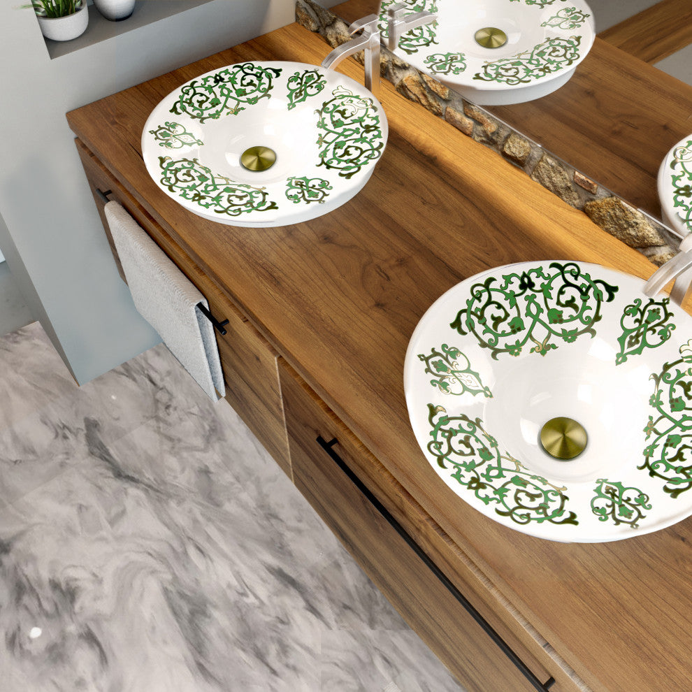 Nantucket Sinks Lugano Fireclay Hand-Decorated Vanity Sink