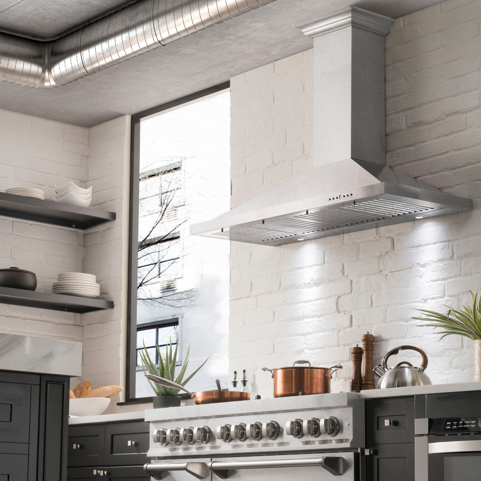 ZLINE 48" Designer Series DuraSnow Stainless Steel Wall Mount Range Hood