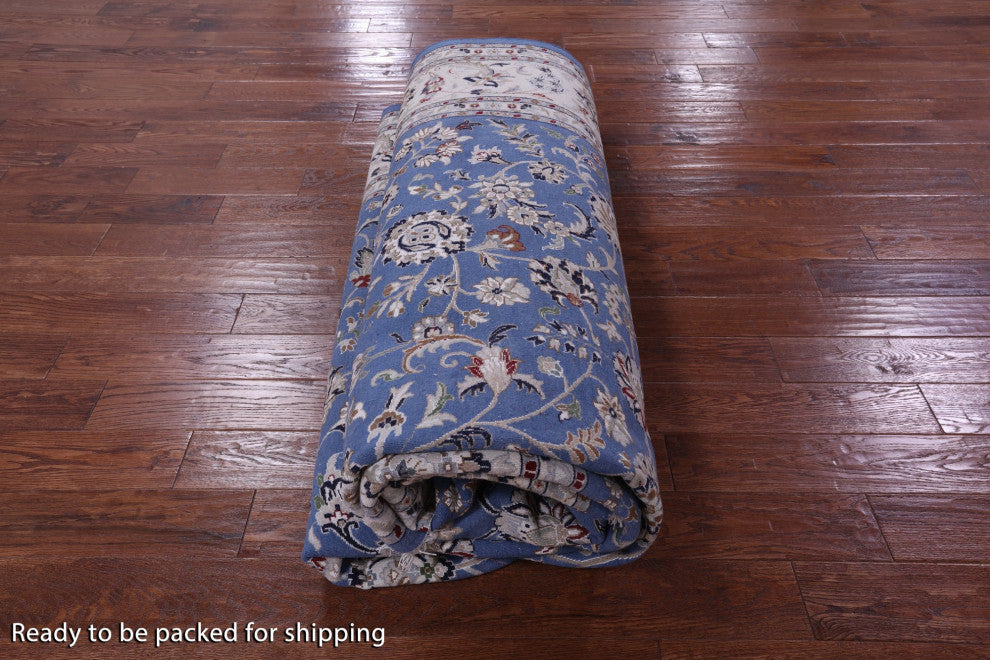 9' 1" X 12' 3" Persian Nain Hand-Knotted Wool and Silk Rug Q11612